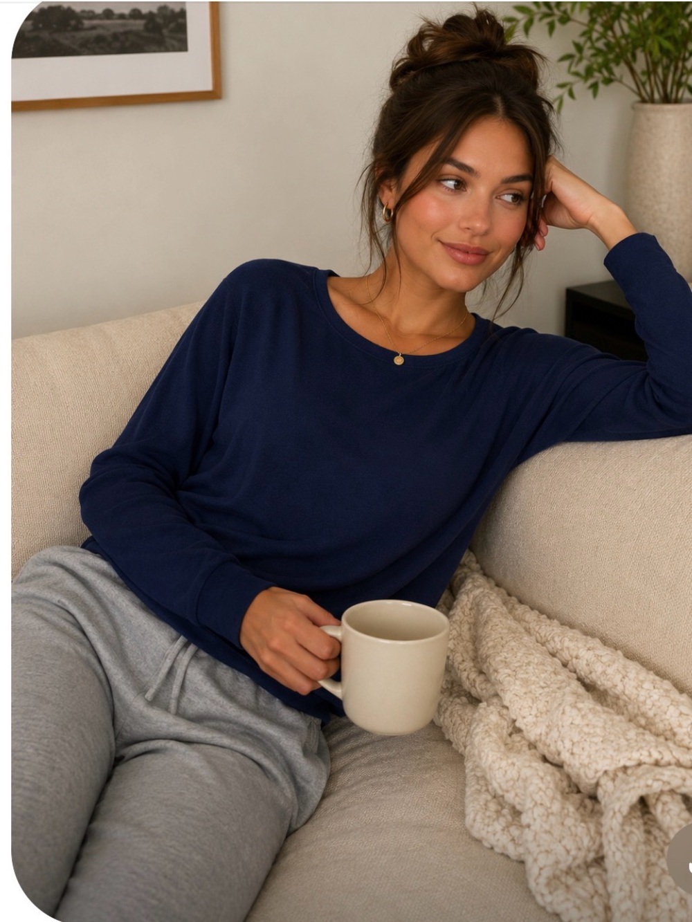 Felina Navy Blue Long Sleeve Top